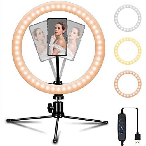 3T6B Selfie Ring Light, 8" LED Desktop Live Light with Tripod Stand & Phone Holder Selfie Fill Light Ring Light Desktop Makeup for Live Streaming & YouTube Video Photography