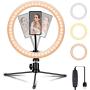 3T6B Selfie Ring Light, 8" LED Desktop Live Light with Tripod Stand & Phone Holder Selfie Fill Light Ring Light Desktop Makeup for Live Streaming & YouTube Video Photography