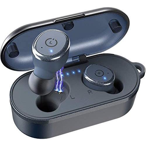 TOZO T10 Bluetooth 5.0 Wireless Earbuds with Wireless Charging Case IPX8 Waterproof TWS Stereo Headphones in Ear Built in Mic Headset Premium Sound with Deep Bass for Sport Blue(Renewed)