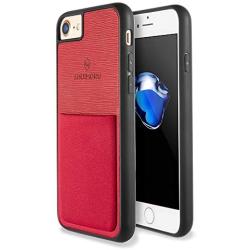 Sinjimoru iPhone SE 2020 / iPhone 8/7 Case with Card Holder, Card Wallet Cell Phone Case Cover for Apple iPhone SE 2/8 / 7. Sinji Pouch Case, Red.