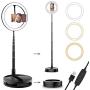 Portable Ring Light with Stand and Phone Holder, 10 inch Dimmable Live Light, 3 Color Modes and 10 Brightness, USB Powered, for Live Streaming, Makeup, Selfie