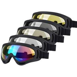 CherryCsy Ski Goggles UV Protection Over Glasses Motorcycle Skiing & Skating & Outdoor Sport for Men Women & Youth 5 PCS