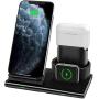 Hoidokly Wireless Charger 3 in 1 Wireless Charging Station Dock for Apple Watch Series 5/4/3/2/1, Airpods Pro/2, 7.5W Qi Fast Charging Stand for iPhone 11/11 Pro Max/SE 2020/XS Max/XR/XS/X/8P/Samsung