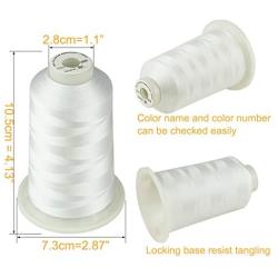 Simthread - 26 Selections - Various Assorted Color Packs of Polyester Embroidery Machine Thread Huge Spool 5500Y for All Purpose Sewing Embroidery Machines - White