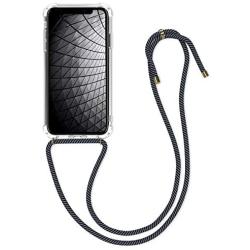 kwmobile Crossbody Case Compatible with Apple iPhone XR - Clear Transparent TPU Cell Phone Cover with Neck Cord Lanyard Strap - Transparent/Anthracite/Black