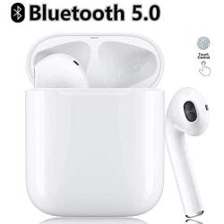 Wireless Earbuds Bluetooth 5.0 Headsets with【24Hrs Charging Case】 IPX5, 3D Stereo Headphones in-Ear Ear Buds Built-in Mic, Pop-ups Auto Pairing for iPhone/Samsung/Android