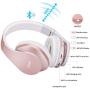Bluetooth Over-Ear Headphones, Zihnic Foldable Wireless and Wired Stereo Headset Micro SD/TF, FM for Cell Phone,PC,Soft Earmuffs &Light Weight for Prolonged Waring (Rose Gold)