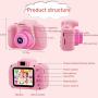 PROGRACE Kids Camera Children Digital Video Cameras for Girls Birthday Toy Gifts 4-12 Year Old Kid Action Camera Toddler 2 Inch IPS 1080P(Pink)