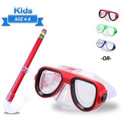 Kids Snorkel Set Junior Snorkeling Gear Kids Silicone Scuba Diving Snorkeling Glasses Set Semi-Dry Snorkel Equipment for Boys and Girls Age from 4-8 Years Old