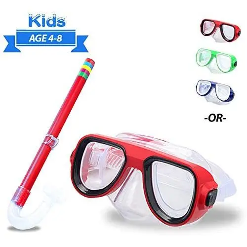Kids Snorkel Set Junior Snorkeling Gear Kids Silicone Scuba Diving Snorkeling Glasses Set Semi-Dry Snorkel Equipment for Boys and Girls Age from 4-8 Years Old