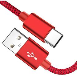 USB Type C Cable OULUOQI USB C Cable 3 Pack(6ft) Nylon Braided Fast Charging Cord(USB 2.0) Compatible with Samsung Galaxy S10 S9 Note 9 8 S8 Plus,LG V30 V20 G6 G5,Google Pixel(Black Red)