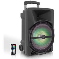 Pyle Wireless Portable PA Speaker System - 800W High Powered Bluetooth Compatible Indoor & Outdoor DJ Sound Stereo Loudspeaker w/USB SD MP3 AUX 3.5mm Input, Flashing Party Light & FM Radio-PPHP1244B