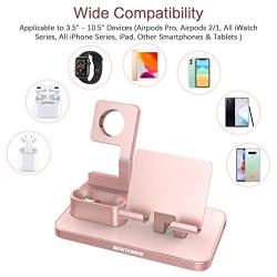 KANGYA 3 in 1 Charging Stand, Universal Charging Dock Station for Airpods Pro 2/1 Apple Watch Series 5/4/3/2 iPhone 11 SE 2020 Xs Max XR X 8 7 6S 6 Plus 5S 5 Android Smartphone iPad Tablet, Rose Gold