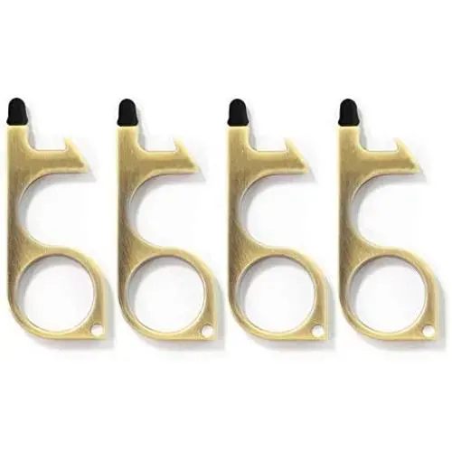 Baswlth 4-Pack No Touch Door Opener Tool,Touch Free Safe Door Opening Keychain Tool,Stylus Multi-function Key Tool for Handle,Touchscreens,Keypad,Button and Bottle Opener(Bronze) Baswlth 4-Pack No Touch Door Opener Tool,Touch Free Safe Door Opening Keychain Tool,Stylus Multi-function Key Tool for Handle,Touchscreens,Keypad,Button and Bottle Opener(Bronze)