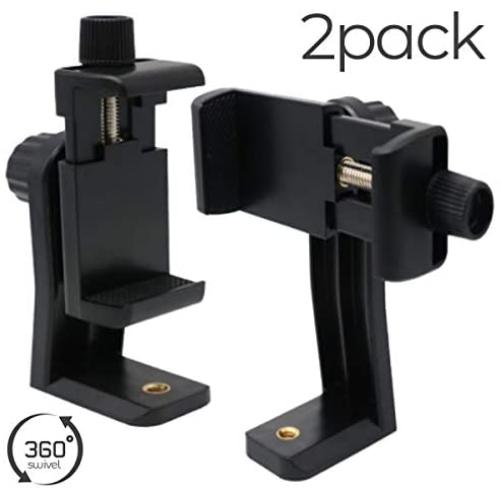 2 Pack Phone Mount Tripod Adapter - Universal Cell Phone Clamp Holder, Tripod Firm Attachment for iPhone, Galaxy and Other Smartphones