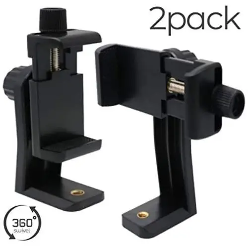 2 Pack Phone Mount Tripod Adapter - Universal Cell Phone Clamp Holder, Tripod Firm Attachment for iPhone, Galaxy and Other Smartphones 2 Pack Phone Mount Tripod Adapter - Universal Cell Phone Clamp Holder, Tripod Firm Attachment for iPhone, Galaxy and Other Smartphones