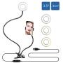 Cliusnra Flexible Selfie Ring Light: 3.5" Cell Phone Stand Desk Live Streaming Video Camera Laptop Computer Lamp Makeup Led Black Adjustable Arm Night Round Fill Dimmable Mount Stick Holder Clip USB