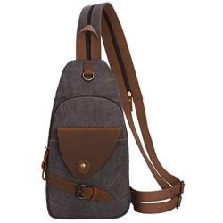 Canvas Sling Bag Small Crossbody Backpack Shoulder Casual Daypack Rucksack for Men Women Outdoor Cycling Hiking Travel