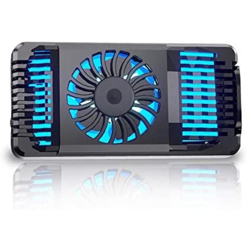 Mobile Phone Cooler Semiconductor Refrigeration Heatsink Bracket Back Clip Portable Mini Cooling Fan Radiator For Gaming Watching Video, USB Charge, with LED Fan Light Switch