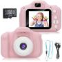 DDGG Kids Digital Camera, 1080P FHD Digital Video Camera for Kids with 2 Inch IPS Screen and 16GB SD Card, Rechargeable Camera for 3-10 Years Boys Girls(Pink)
