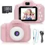 DDGG Kids Digital Camera, 1080P FHD Digital Video Camera for Kids with 2 Inch IPS Screen and 16GB SD Card, Rechargeable Camera for 3-10 Years Boys Girls(Pink)