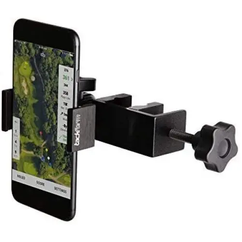 Enduro Golf Cart Mount for Phone and SkyCaddie SX500 - TACKFORM [Enduro Series] - Rock Solid All-Metal Holder for Phones and GPS up to 3.4&quot Wide. Industrial Spring Grip.
