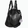 Heshe PU Leather Women’s Backpack Casual Daypack (HA00015-Black)