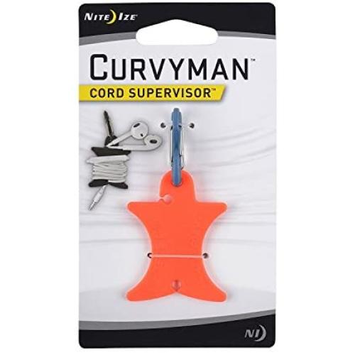 Nite Ize Curvyman Cord Supervisor - Easy Earbud Organizer, Headphone Cord Wrap - Orange (CVM-03-19)