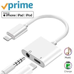 Headphone Adapter 3.5mm Jack Adapter for iPhone Dongle for iPhone 11/8/8 Plus / 7/7 Plus/Xs/Xs Max/XR Aux Adapter 2 in 1 Accessory Splitter Adaptor Charger Cables & Audio Connector Support All iOS