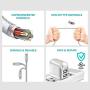 iPhone Charger, Overtime Apple MFi Certified 6ft Braided Lightning USB Cable with Dual Port Wall & Car Charger Adapter for iPhone 11 Pro Max X Xs XR 8 7 6s 5 SE, iPad Pro Air Mini – Silver