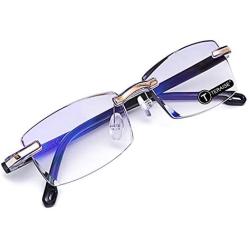 TERAISE Rimless Reading Glasses Fashion Diamond Cut Edge Design Anti-Blue Lens Spectacle Readers for Men(1.5X)