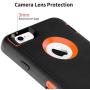 iPhone 6/6S Case Shockproof High Impact Tough Rubber Rugged Hybrid Case Silicone Triple Protective Anti-Shock Shatter-Resistant Mobile Phone Case for iPhone 6/6S 4.7"(Black-Orange)