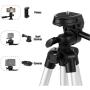 Coching Phone Tripod, 42 Inch 106cm Aluminum Lightweight Tripod for iPhone/Cellphone, Camera and GoPro, Quick Release Plate, Bluetooth Remote Control, Phone Clip and Gopro Mount, Carrying Bag (Silver)