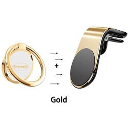 Phone Ring Holder Cell Phone Holder Universal Finger Ring Stand with Magnetic Car Phone Mount Holder for Car Air Vent Magnetic Mount car Phone Holder for iPhone11 Pro Xs Max XR X 8 (Gold)