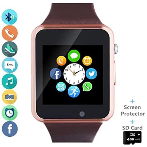 Amazqi Smart Watch, Smartwatch Phone with SD Card Pedometer Call Text Notification SIM Card Slot Music Player Camera Compatible for Android Samsung Huawei and iPhone (Partial Functions) for Men Women