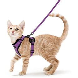 rabbitgoo Cat Harness and Leash for Walking, Escape Proof Soft Adjustable Vest Harnesses for Medium Large Cats, Easy Control Breathable Pet Safety Jacket with Reflective Strips & 1 Metal Leash Ring