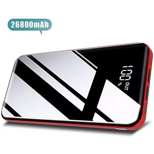 Todamay Power Bank 26800mAh Portable Charger High Capacity External Phone Battery Pack LCD Display C Input, 2 Outputs Ultra Compact Quick Charge Power Banks for iPhone,Samsung Android etc. Red 2020 Todamay Power Bank 26800mAh Portable Charger High Capacity External Phone Battery Pack LCD Display C Input, 2 Outputs Ultra Compact Quick Charge Power Banks for iPhone,Samsung Android etc. Red 2020