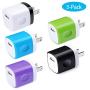 USB Wall Adapter, Charger Cubes, 5Pack 1A Travel Single Port Wall Charger Plug Charging Block Box Compatible iPhone X/XR/8/8 Plus/7/6S Plus, Samsung Galaxy S10e S10 S9 S8 Plus/S7/Note 10/9/8, LG G8 G7