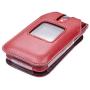 Fitted Leather Case for Alcatel GreatCall Jitterbug Flip Phone for Seniors, Features: Rotating Belt Clip, Screen & Keypad Protection, Secure Fit (Red)
