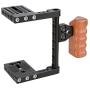 CAMVATE DSLR Video Camera Cage Stabilizer Rig with Wooden Handle for Canon Nikon Sony