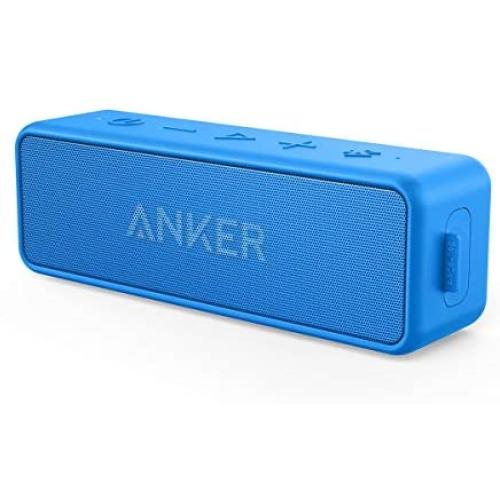 Anker Soundcore 2 12W Portable Wireless Bluetooth Speaker: Better Bass, 24-Hour Playtime, 66ft Bluetooth Range, IPX7 Water Resistance & Built-in Mic, Dual-Driver Speaker for Beach, Travel, Party- Blue