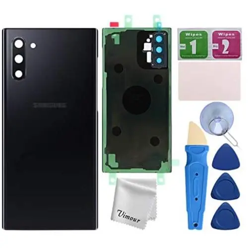 Vimour Back Cover Glass Replacement for Samsung Galaxy Note 10 N970U All Carriers with Pre-Installed Camera Lens, All The Adhesive and Professional Repair Tool Kits (Aura Black)