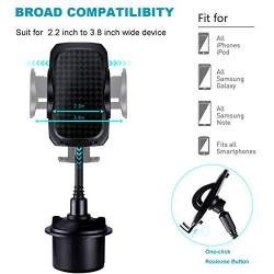 Cell Phone Cup Holder for Car, Tonda Adjustable Car Cup Holder Phone Mount Gooseneck Cup Holder for iPhone 11 Pro Xs Xr X 8 Plus Samsung Galaxy S10 S9 S8 S7 Note 9 8 (Black)