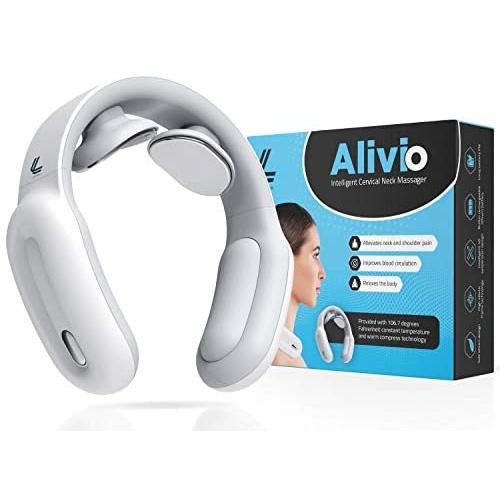 Alivio Neck Cervical Massager,Intelligent Portable Neck Massager by Logybird with Heat Cordless,3 Modes 15 Levels Smart Deep Tissue Trigger Point Massage Use at Home,Office,Outdoor,Car