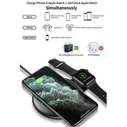 Nalwort 3 in 1 Wireless Charger Compatible with iPhone Apple Watch and AirPods Qi Fast Charger Retractable Wireless Charging Station for iPhone SE 2020/11/11 Pro, iWatch 5/4/3/2/1 and More(No Adapter)