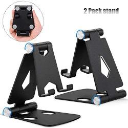 Adjustable Cellphone Stand, Cabepow 2 Pack Aluminum Desktop Phone Holder with Anti-Slip Base and Convenient Charging Port for iPhone 11 Xs XR X 8 SE 2020, All Android Smartphone