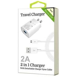 2 in 1 Micro USB Cell Phone Travel Home Charger for Boost Mobile LG STYLO 2 (LS775)