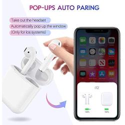 Wireless Earbuds Bluetooth Headphones,Bluetooth 5.0 Auto Pairing in-Ear Headphones with Portable Case Wireless Charging Case (White) 76