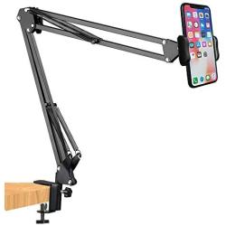 Cell Phone Holder for Desk,Universal Phone Clip Holder Clamp 360° Rotation Phone Stand Holder Mount,Flexible Long Arm Bracket for Phone 11 Pro XS Max XR X 8 8P,Huawei,xiaomi, Samsung Galaxy - Black