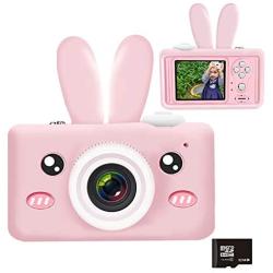 Kids Camera, Easy Hood 1080P HD 2.0 Inch IPS Screen Children Mini Video Camcorder Toy with 32GB SD Card and Soft Rabbit Silicone Cover, Gift for 4-10 Years Old Boys Girls